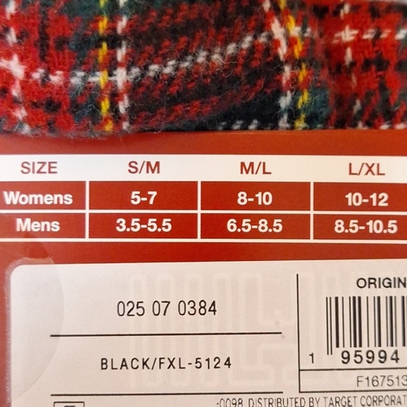 NWT Adult Tartan Plaid Fleece Slipper Socks with Huggable V Heel & Grippers - Picture 5 of 7